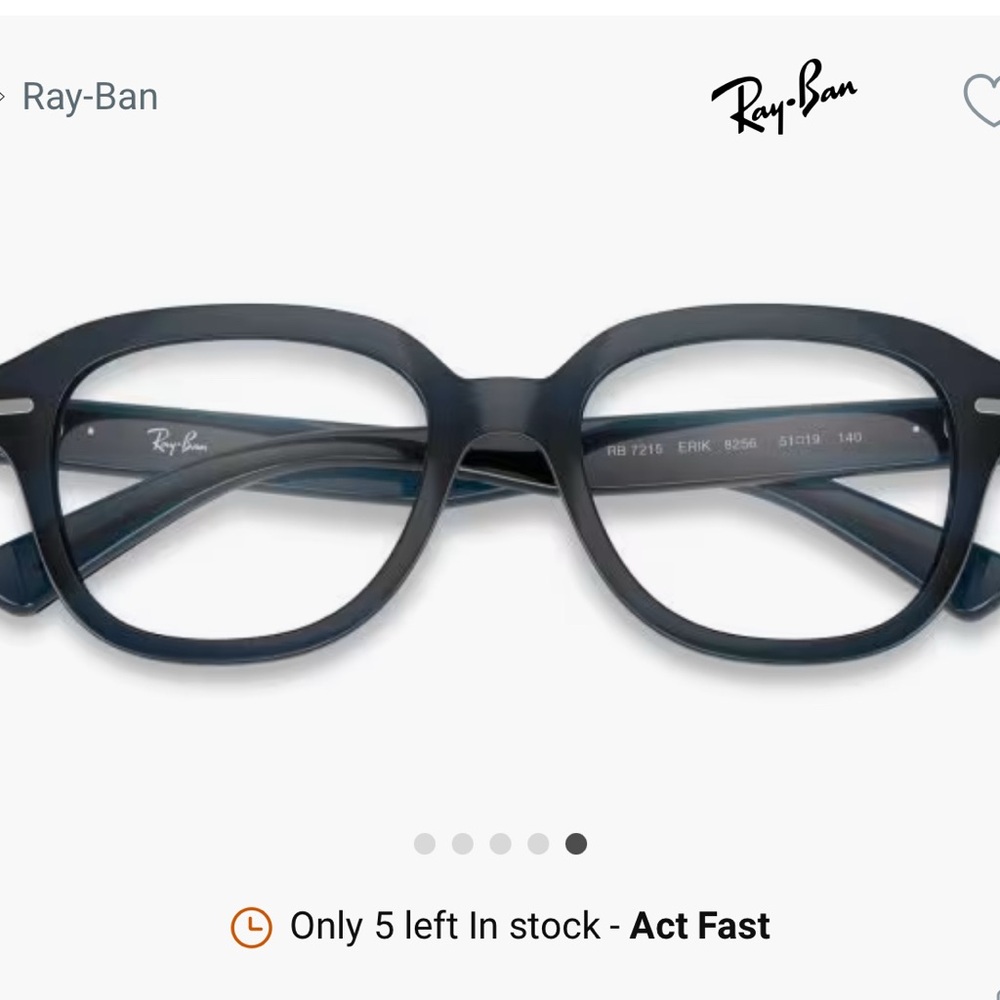 Ray-Ban Matte Black Eyeglasses Style RB7215 NWT